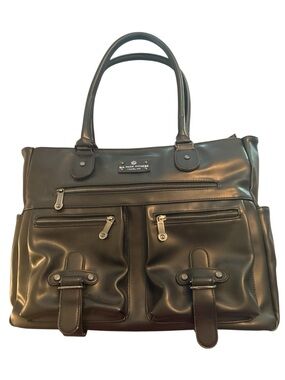 Six Pack Fitness Travel Fit Tote Black Meal Prep Bag w/ Containers Work Gym Chic